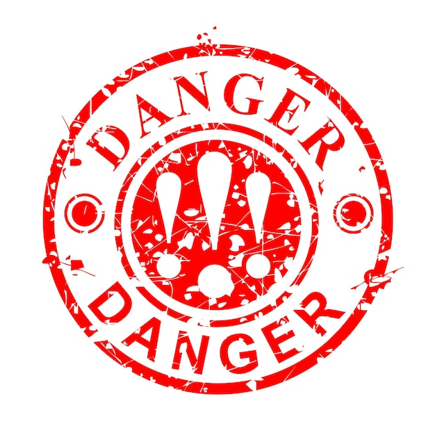 Simple Vector Grunge Circle Red Rubber Stamp, Danger, isolated on white