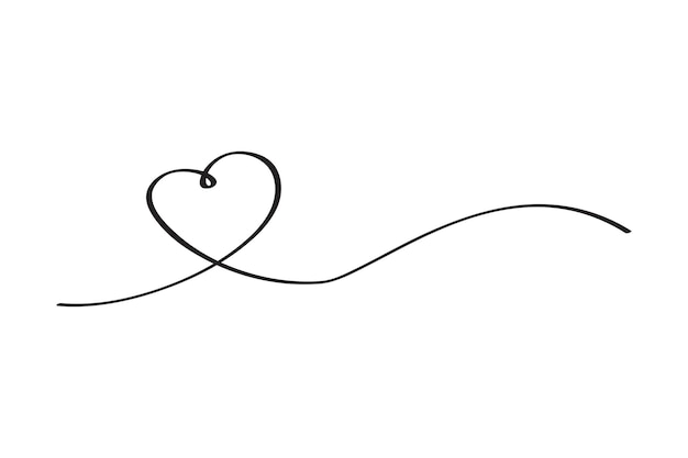 Simple vector hand draw sketch 2 love shape one line isolated on white