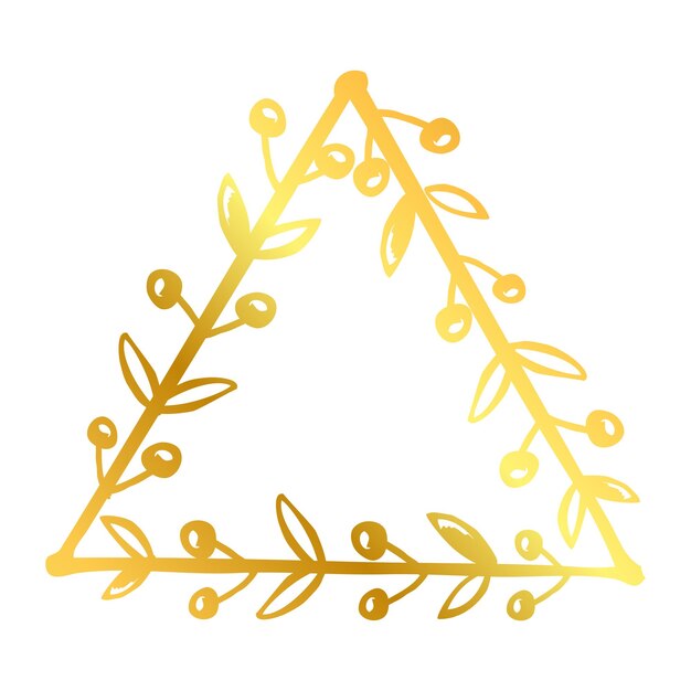 Simple vector hand draw sketch gold golden triangle floral border