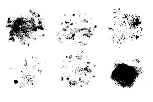 Simple Vector hand draw sketch Set 6various size and shape of splat and splash Circle Splat