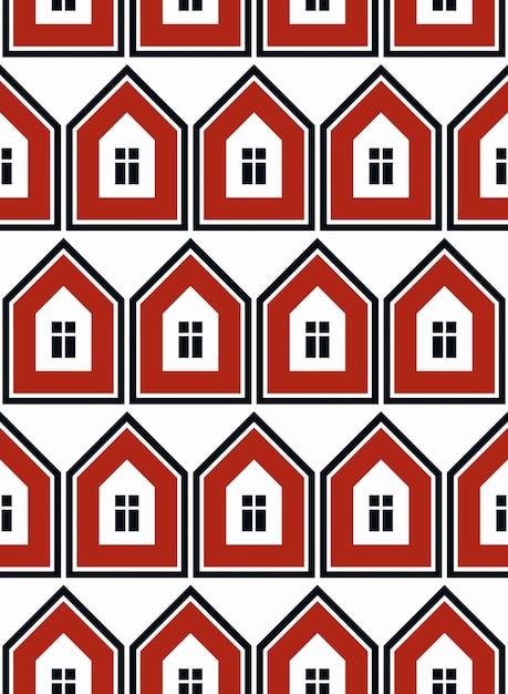 Simple vector houses continuous background. Property developer conceptual elements, real estate theme.  Building modeling and engineering projects idea seamless pattern.