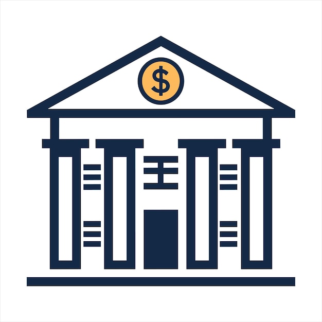 simple vector icon of a bank building with dollar