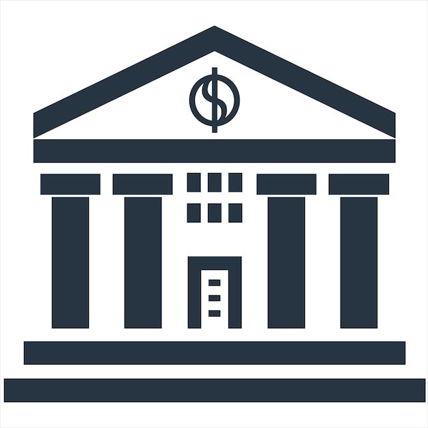 simple vector icon of a bank building with dollar