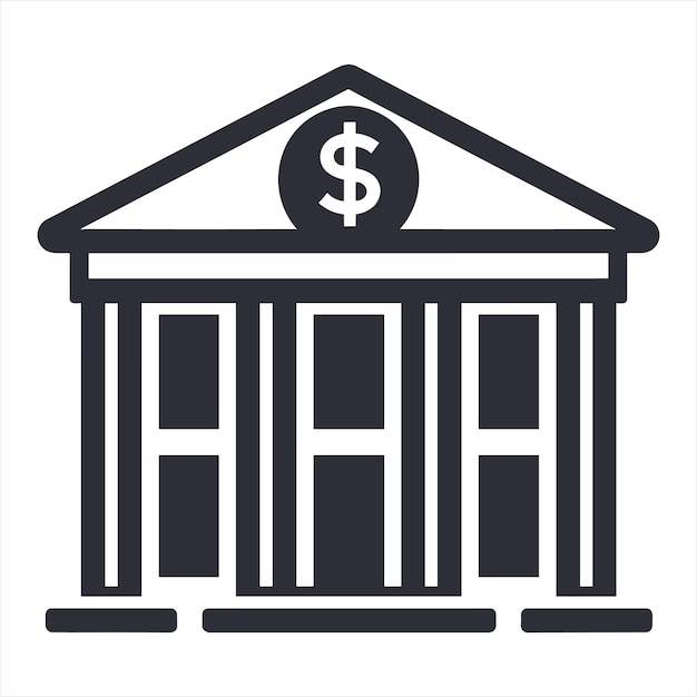 simple vector icon of a bank building with dollar