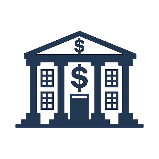 simple vector icon of a bank building with dollar