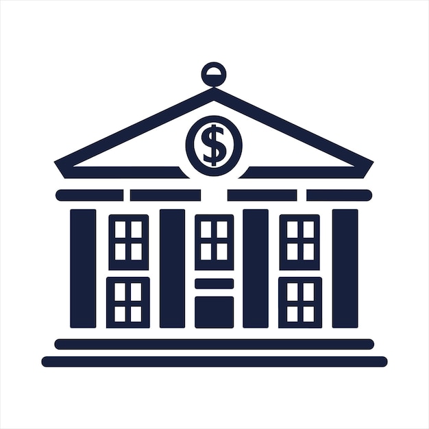 simple vector icon of a bank building with dollar