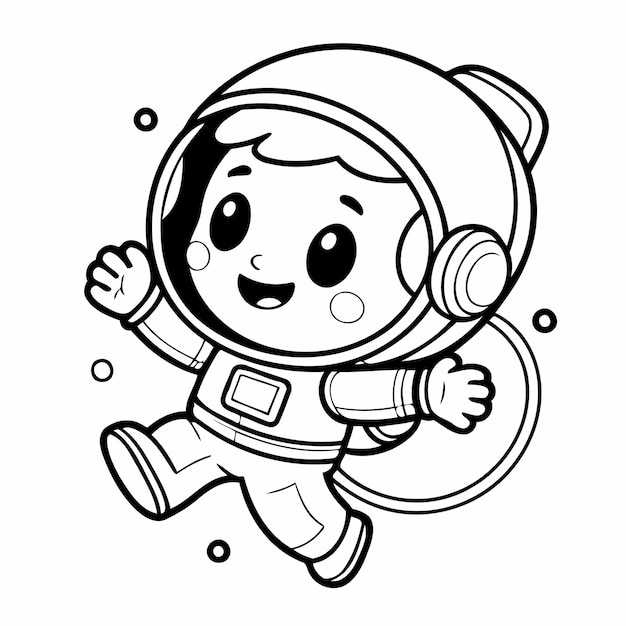 Simple vector illustration of astronaut drawing for toddlers coloring activity