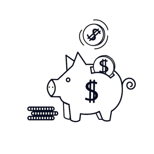 Simple vector illustration of bank deposit save money Coin in the piggy bank