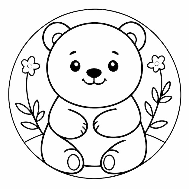 Vector simple vector illustration of bear doodle for kids coloring page