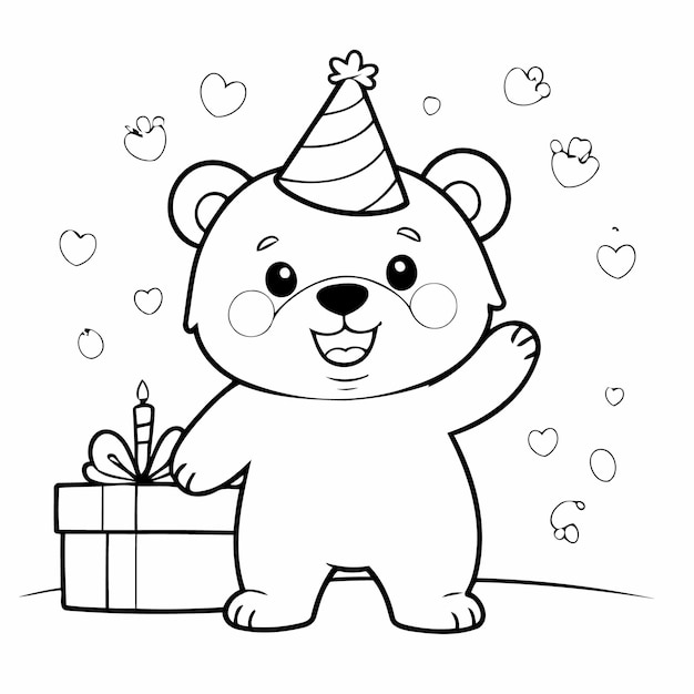 Simple vector illustration of Bear drawing for toddlers coloring activity