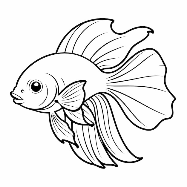 Simple vector illustration of Betta doodle colouring activity for kids