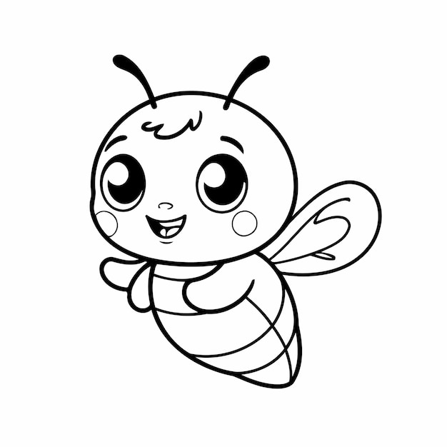 Simple vector illustration of BumbleBee colouring page for kids