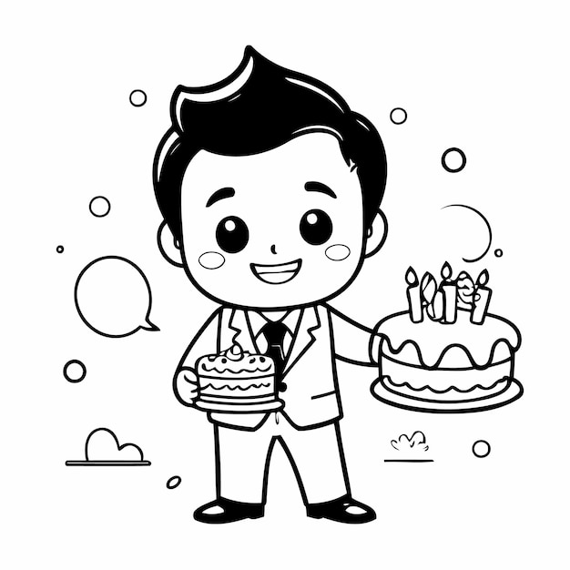 Simple vector illustration of Businessman doodle for toddlers colouring page