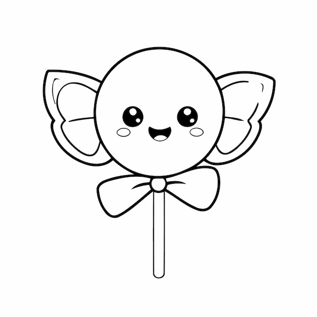 Simple vector illustration of candy drawing for kids colouring activity