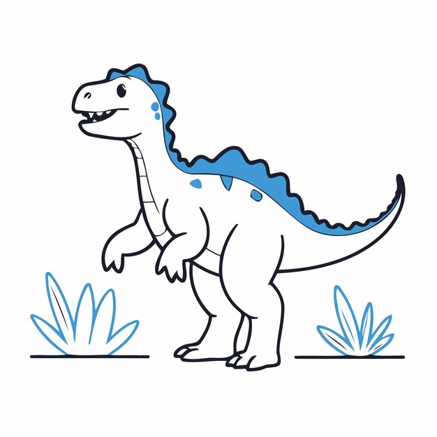 Simple vector illustration of Dino drawing for toddlers book