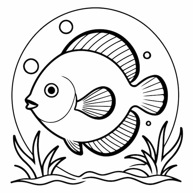 Simple vector illustration of Discus outline for colouring page