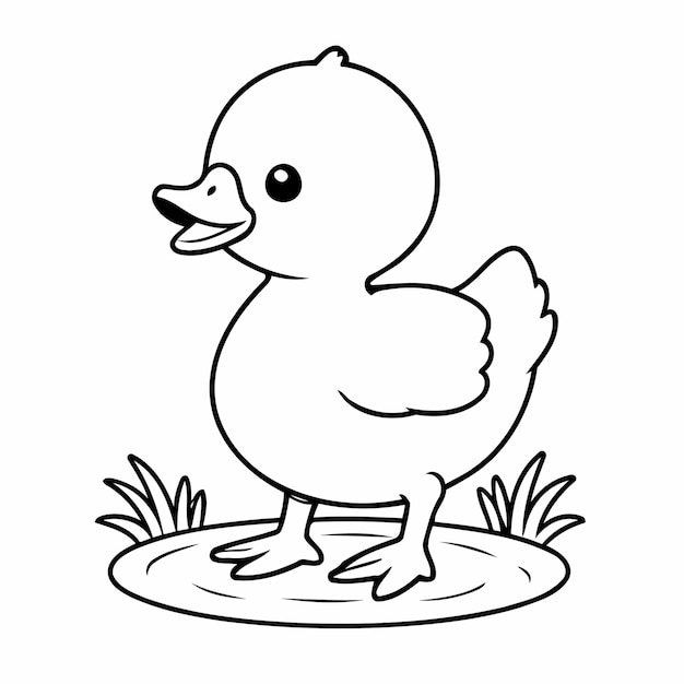 Simple vector illustration of Duck doodle for kids coloring page