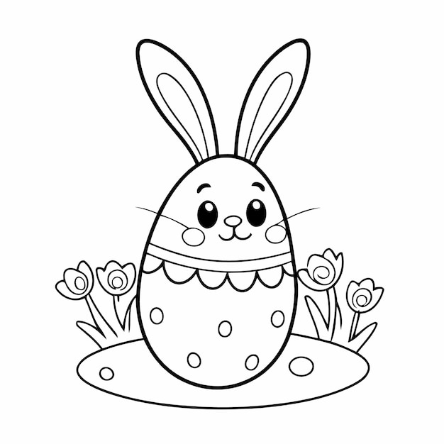 Vector simple vector illustration of easter doodle for kids coloring page