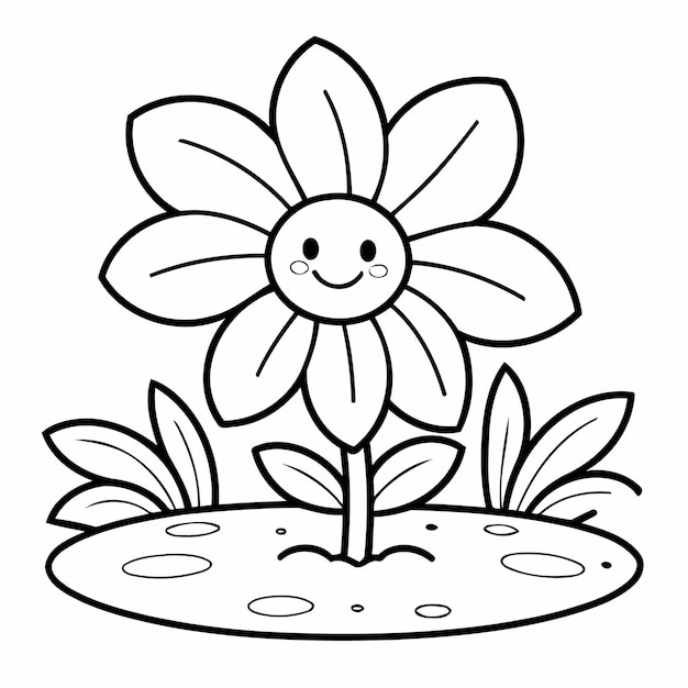 Vector simple vector illustration of flower hand drawn for toddlers