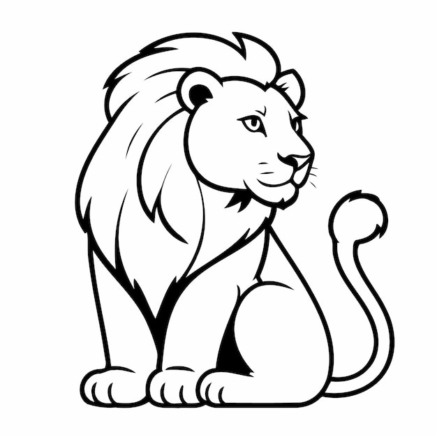 Simple vector illustration of Lion drawing for kids colouring activity