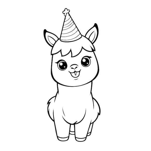 Simple vector illustration of Llama doodle for toddlers worksheet