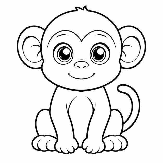 Simple vector illustration of Monkey drawing for toddlers book