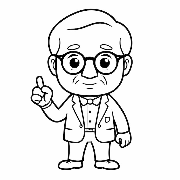 Simple vector illustration of oldman drawing for toddlers book