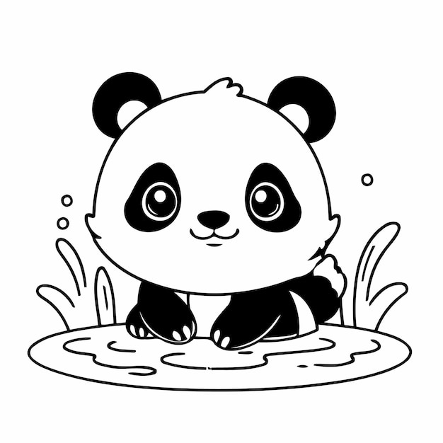 Vector simple vector illustration of panda hand drawn for kids page