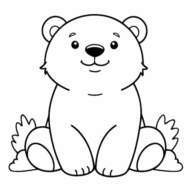 Simple vector illustration of PolarBear drawing for kids coloring page