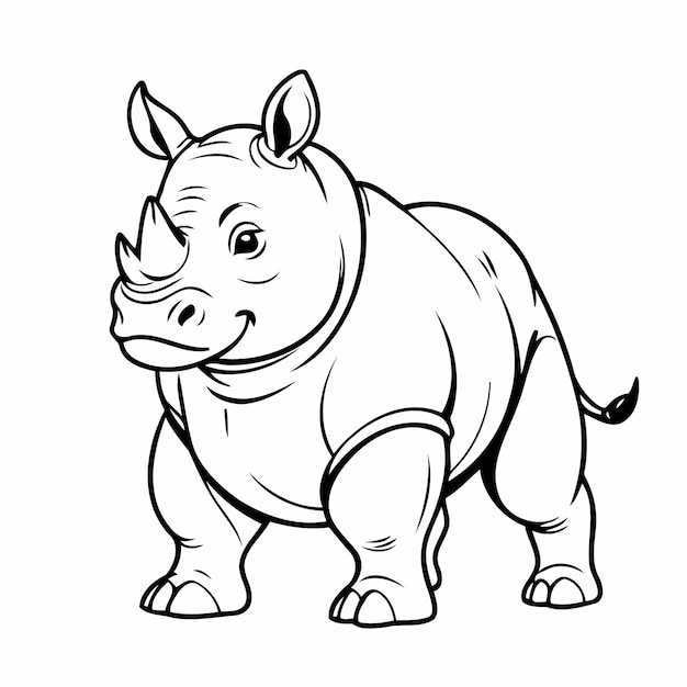 Simple vector illustration of Rhino drawing for toddlers coloring activity