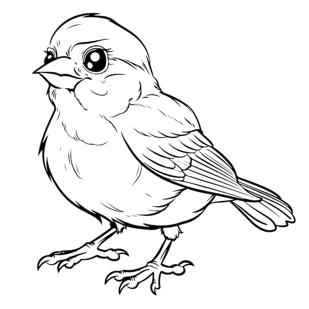 Simple vector illustration of sparrow bird colouring book for kids