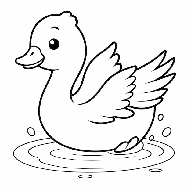 Vector simple vector illustration of swan drawing for toddlers book