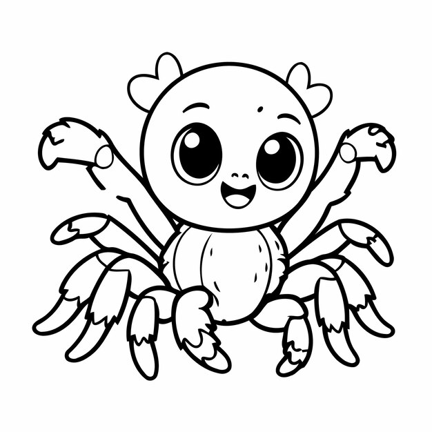 Vector simple vector illustration of tarantula drawing for toddlers colouring page