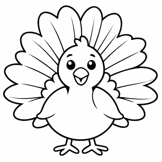 Simple vector illustration of Turkey drawing for kids coloring page