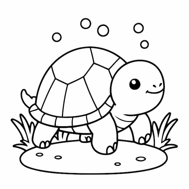 Simple vector illustration of Turtle outline for colouring page