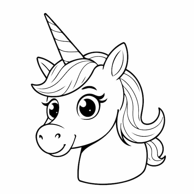 Simple vector illustration of unicorn doodle for toddlers coloring activity