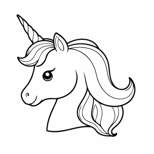 Simple vector illustration of Unicorn for kids coloring page