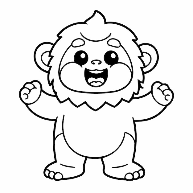 Simple vector illustration of Yeti doodle colouring activity for kids