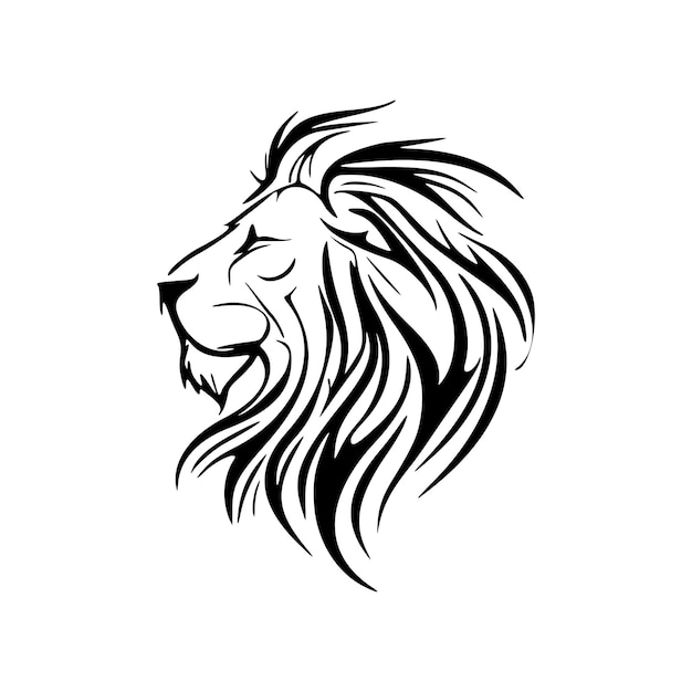 A simple vector logo of a lion in black and white