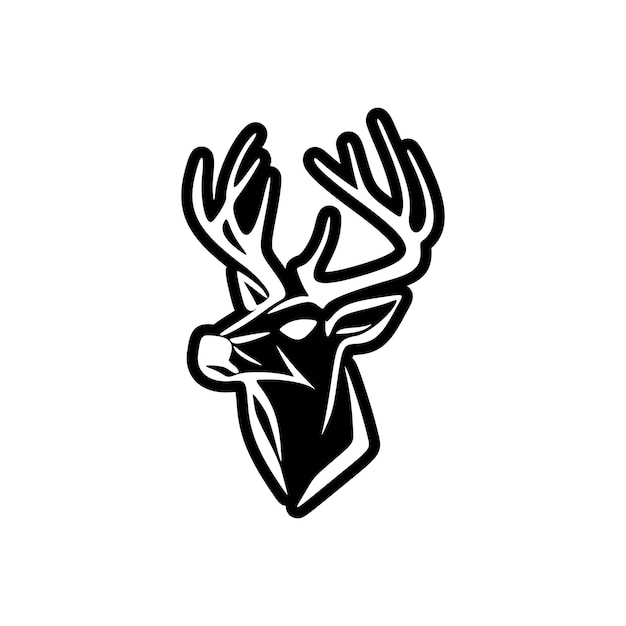 Simple vector logo with a black and white deer