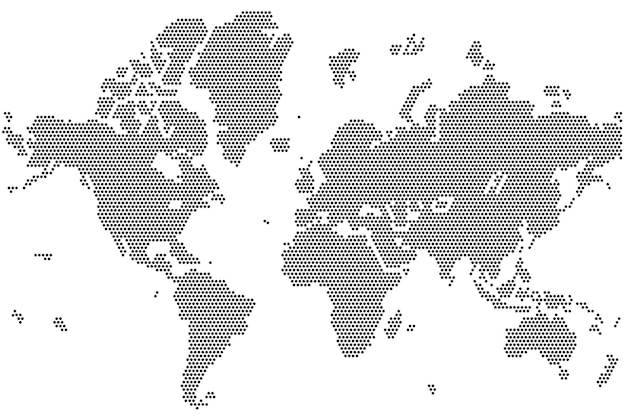 Simple vector map world from black circle formation Isolated on White