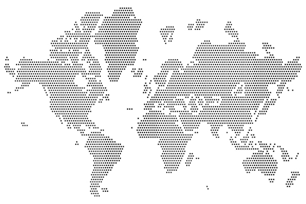 Simple vector map world from black square formation Isolated on White