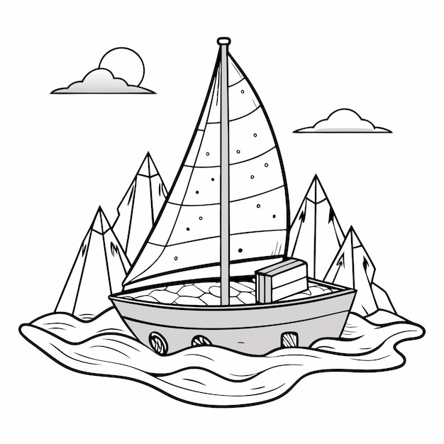 A simple vector picture of a pirate ship for children to color