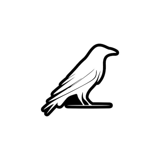 Simple vector raven logo in black and white