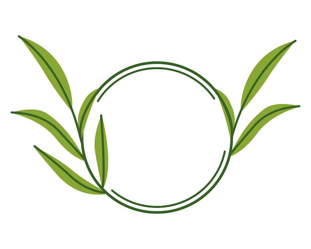 Simple vector round frame with leaves Template for a logo or invitation Pattern with plants