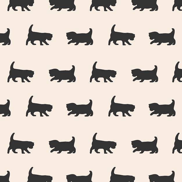 Simple vector seamless pattern with cat silhouette vector illustration flat design with cats