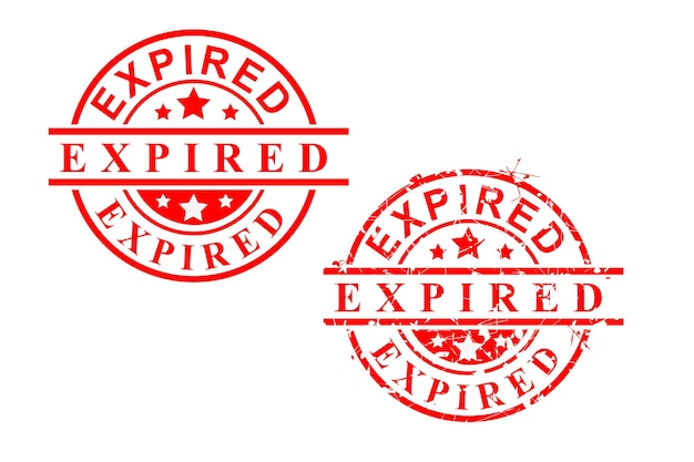 Simple Vector Set 2 Circle Red Rubber Stamp Expired isolated on white