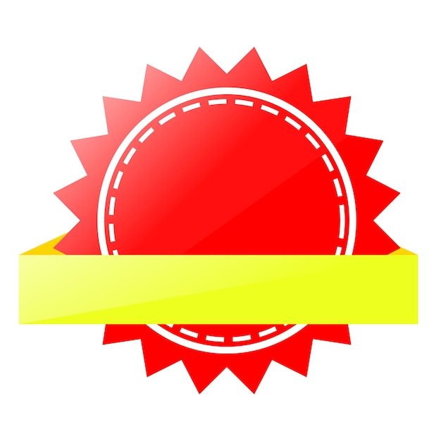 Simple Vector Shinning Sun Shape Red and Yellow Blank Tag, isolated on white