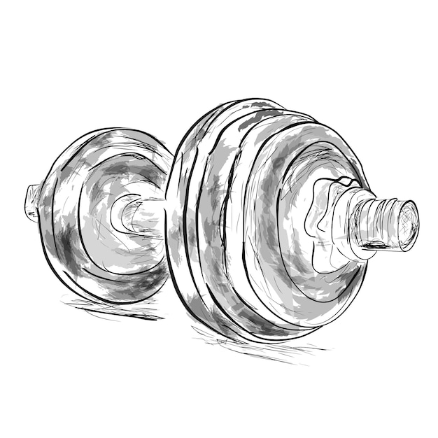 Simple Vector Sketch Watercolor of dumbell Isolated on White