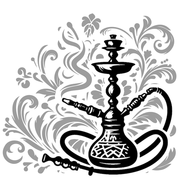 Simple vector stencil drawing of a hookah on a white background advertising illustration